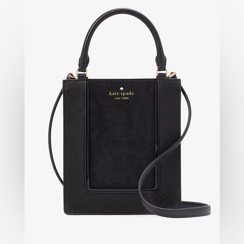 Nwt Kate Spade New York Lena Mini Tote Black Suede Leather Gold-Tone Handbag